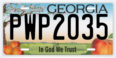 GA license plate PWP2035
