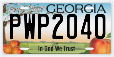 GA license plate PWP2040