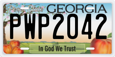GA license plate PWP2042