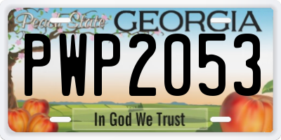 GA license plate PWP2053