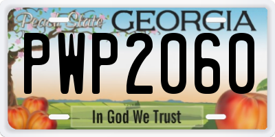 GA license plate PWP2060