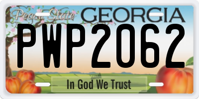 GA license plate PWP2062