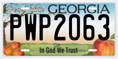 GA license plate PWP2063