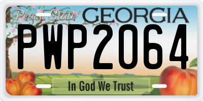 GA license plate PWP2064