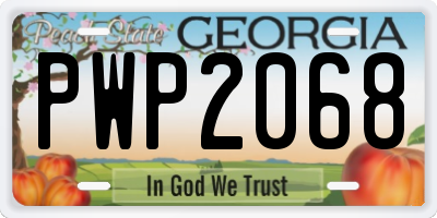GA license plate PWP2068