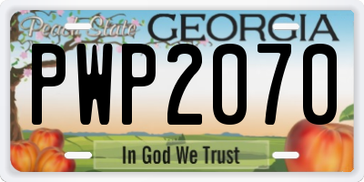 GA license plate PWP2070
