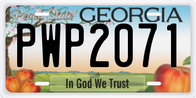 GA license plate PWP2071
