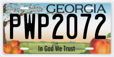 GA license plate PWP2072
