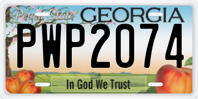 GA license plate PWP2074