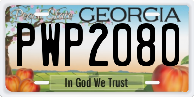 GA license plate PWP2080