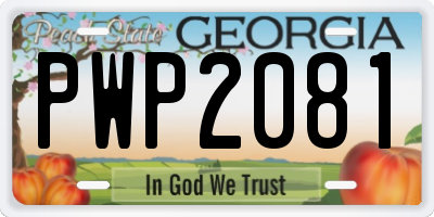 GA license plate PWP2081