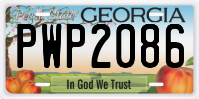 GA license plate PWP2086