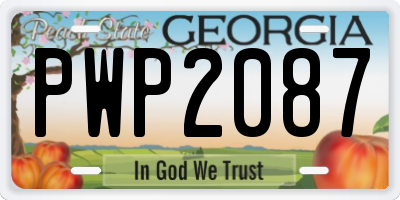 GA license plate PWP2087
