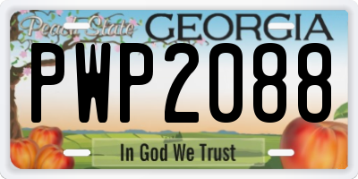 GA license plate PWP2088