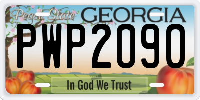 GA license plate PWP2090