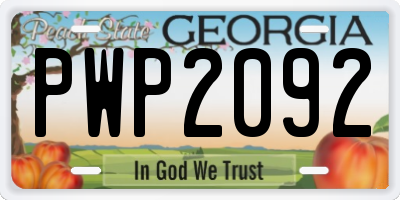 GA license plate PWP2092