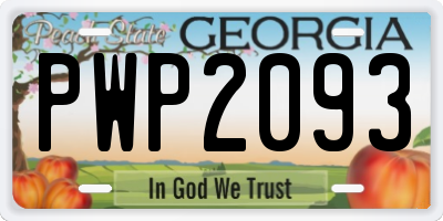 GA license plate PWP2093