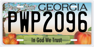 GA license plate PWP2096