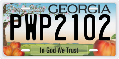GA license plate PWP2102