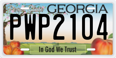 GA license plate PWP2104