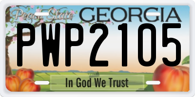 GA license plate PWP2105