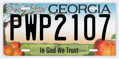 GA license plate PWP2107