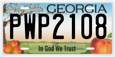 GA license plate PWP2108