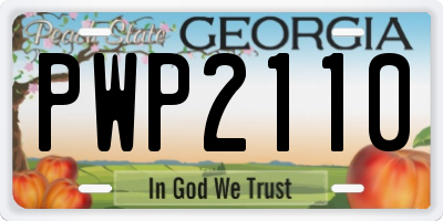 GA license plate PWP2110