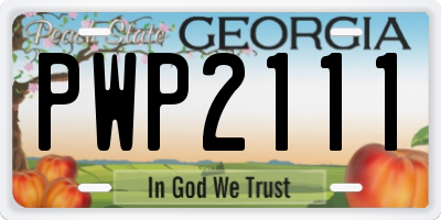 GA license plate PWP2111