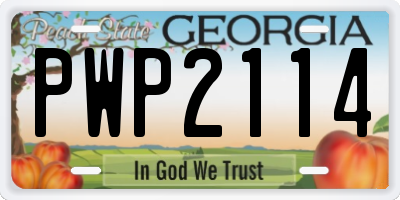 GA license plate PWP2114
