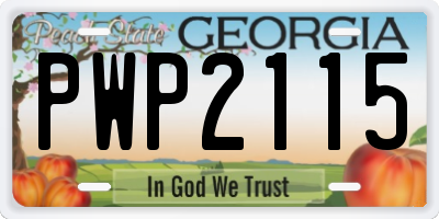GA license plate PWP2115