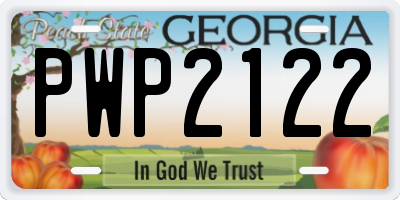 GA license plate PWP2122