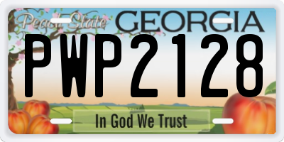 GA license plate PWP2128