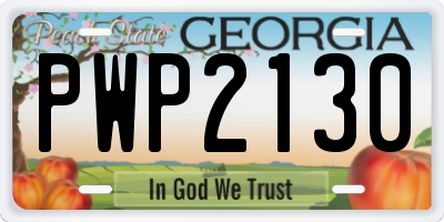 GA license plate PWP2130