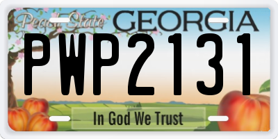 GA license plate PWP2131