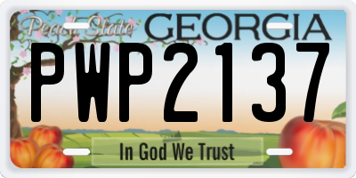 GA license plate PWP2137