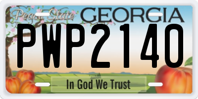 GA license plate PWP2140