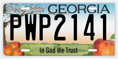 GA license plate PWP2141