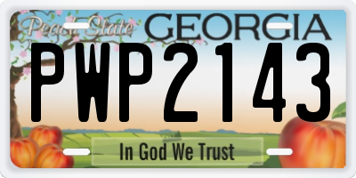 GA license plate PWP2143