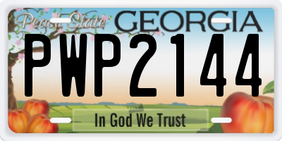 GA license plate PWP2144