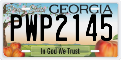 GA license plate PWP2145