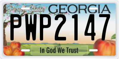 GA license plate PWP2147