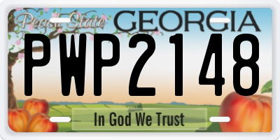 GA license plate PWP2148