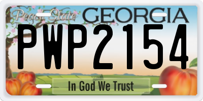 GA license plate PWP2154