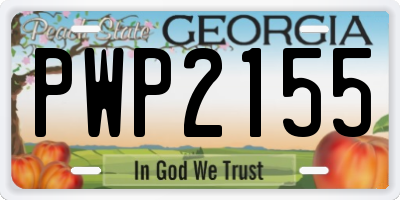 GA license plate PWP2155
