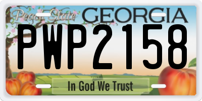 GA license plate PWP2158