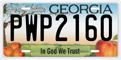 GA license plate PWP2160