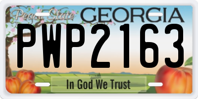 GA license plate PWP2163