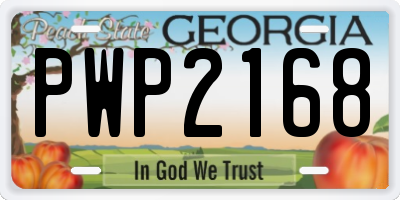 GA license plate PWP2168