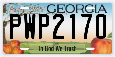 GA license plate PWP2170
